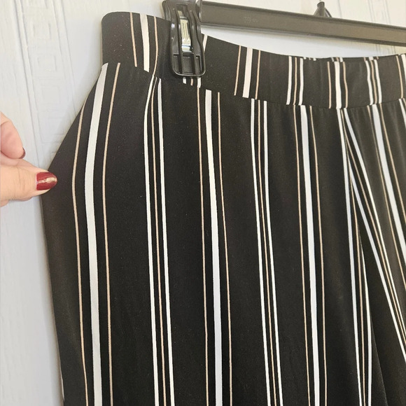 Alfani Wide Leg Black Brown Gold Striped Pull On Pants Plus Sz 1X EUC - Picture 3 of 10
